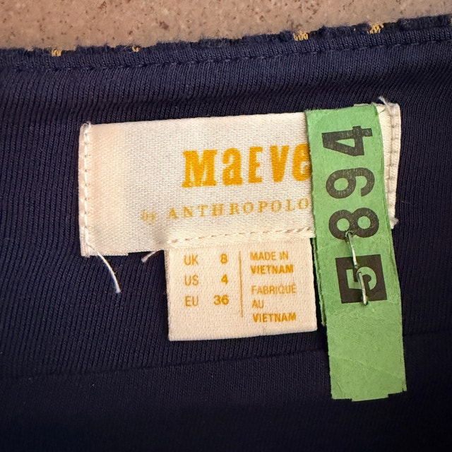 Anthropologie Maeve Hannon Slit Pencil Skirt navy/yellow-Size 4 - photo 4