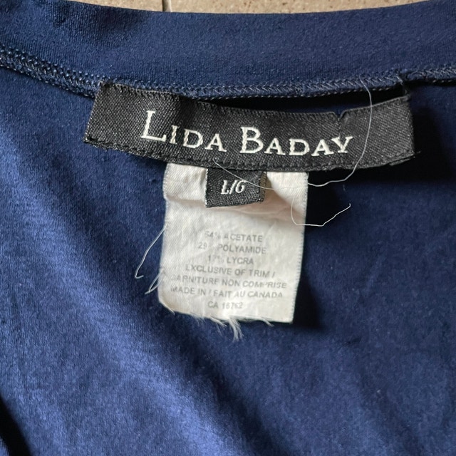 Vintage Lida Baday Navy Short Sleeved Top w/ Ruched Bust-Large - photo 2