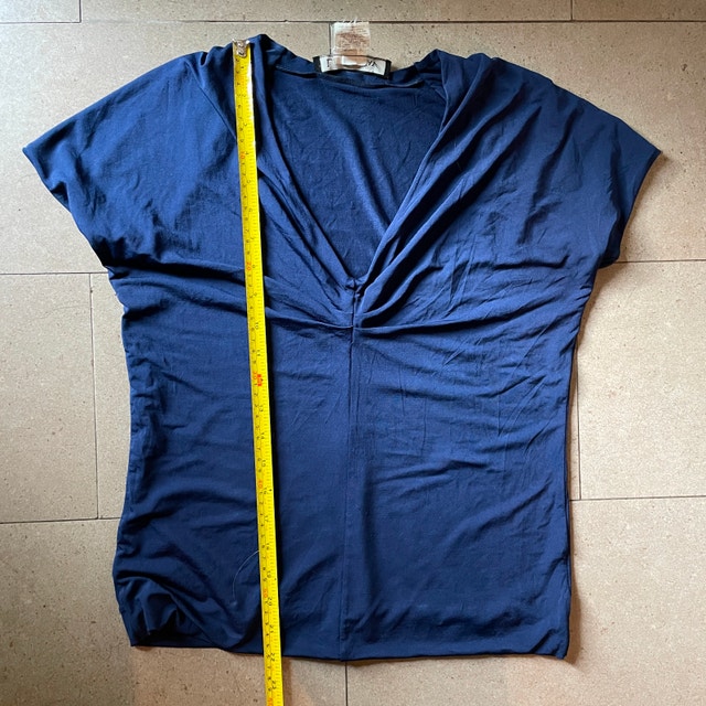 Vintage Lida Baday Navy Short Sleeved Top w/ Ruched Bust-Large - photo 5