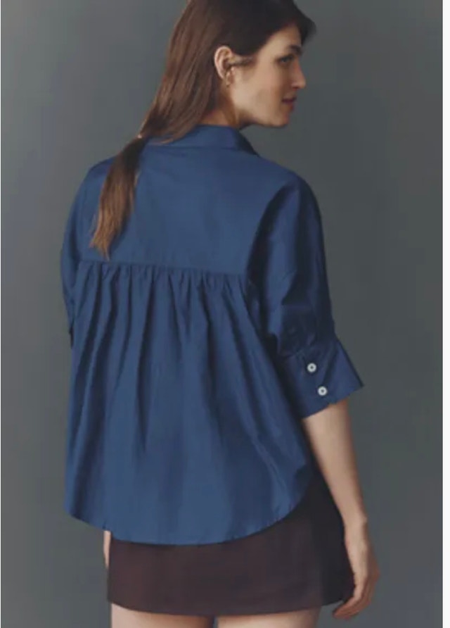 NWOT Maeve Blue Embroidered Cotton Shirt with Dog-Doodle?-Large - photo 4