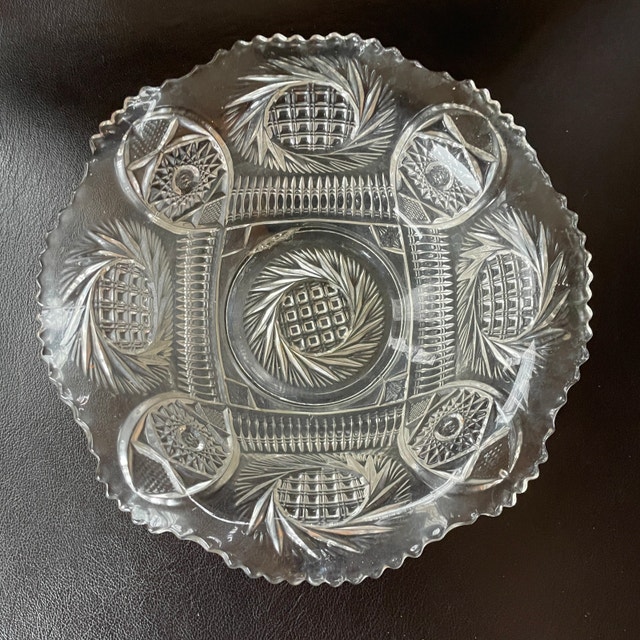 Vintage McKee Glass Bowl: EAPG Sunburst and Cane Pattern, 1925