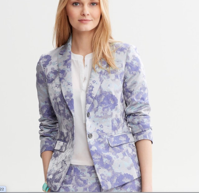 Stunning Banana Republic Floral Jacquard Blazer Blue/Mauve-Sz.2