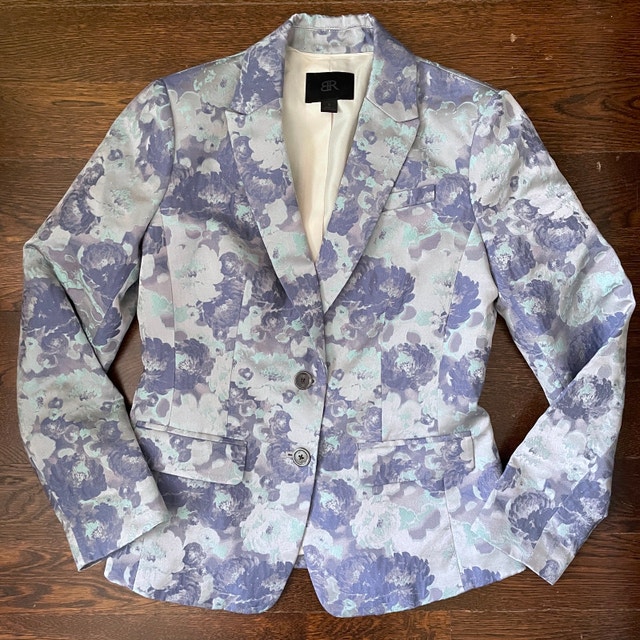 Stunning Banana Republic Floral Jacquard Blazer Blue/Mauve-Sz.2 - photo 2
