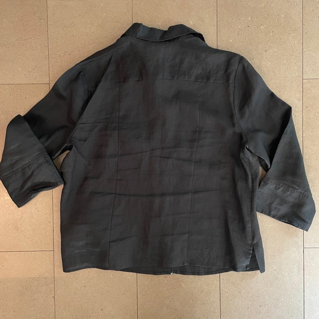 Script Black 100% Linen Blouse Shirt-Size 18 (2XL) - photo 4