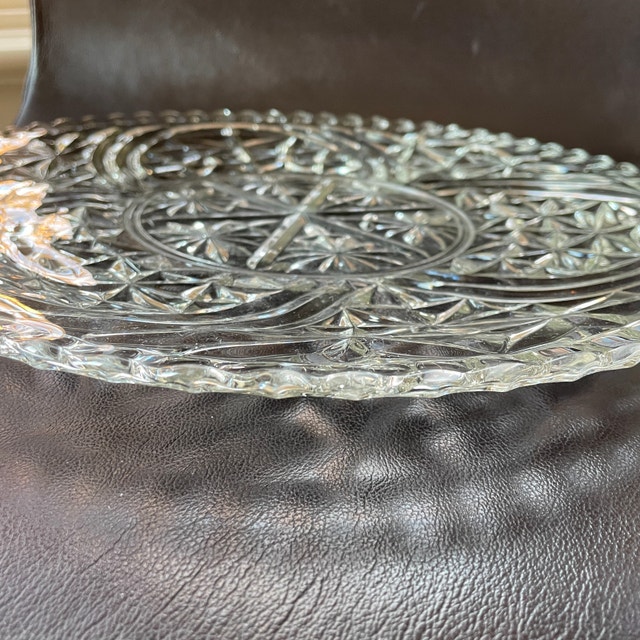 60s Anchor Hocking 1000 Line Stars & Bars Large Round Platter - photo 3