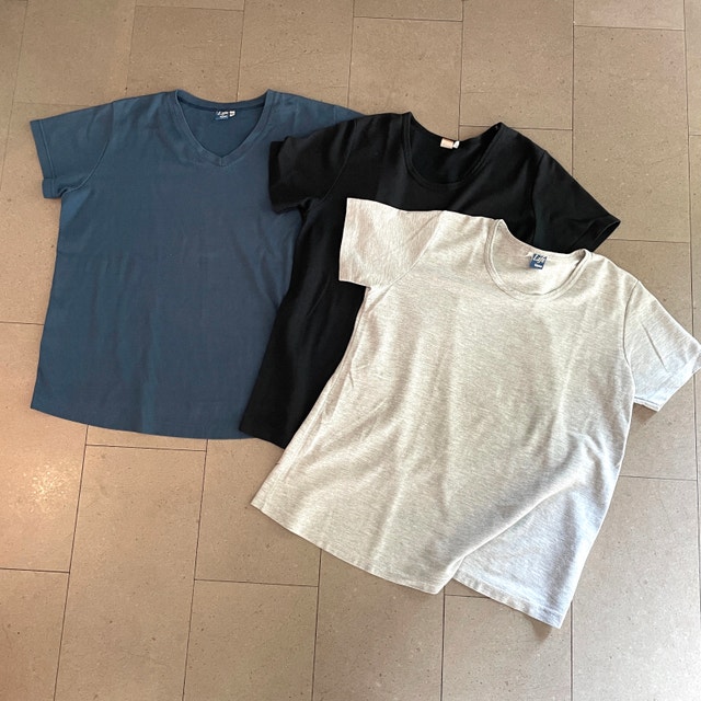 3 Maternity T-shirts Grey, Black/Teal-Size Large/XL