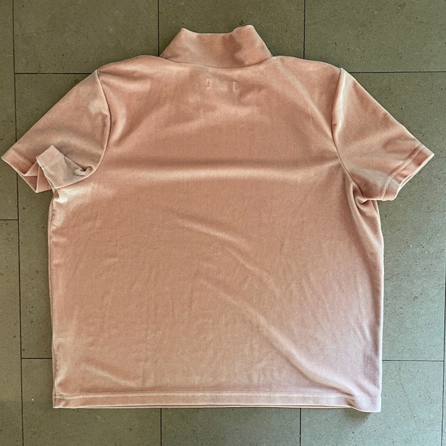 Madewell Velvet Mock Neck Tee Top Pink/Beige Short Sleeve-Medium - photo 5