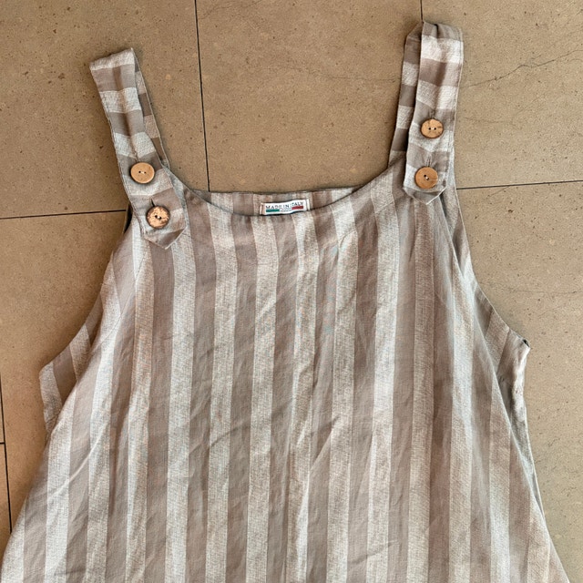 Luigi Moda Beige Striped Linen Maxi Dress - Made in Italy - L/XL - photo 2