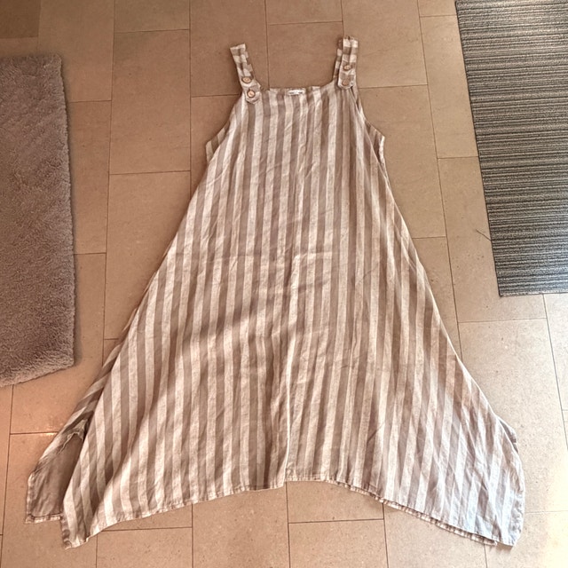 Luigi Moda Beige Striped Linen Maxi Dress - Made in Italy - L/XL - photo 3