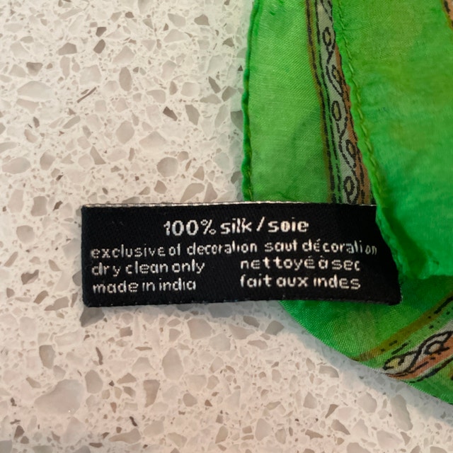 Vintage Green Paisley Design 100% Silk Sarajane scarf-38" x 38" - photo 3