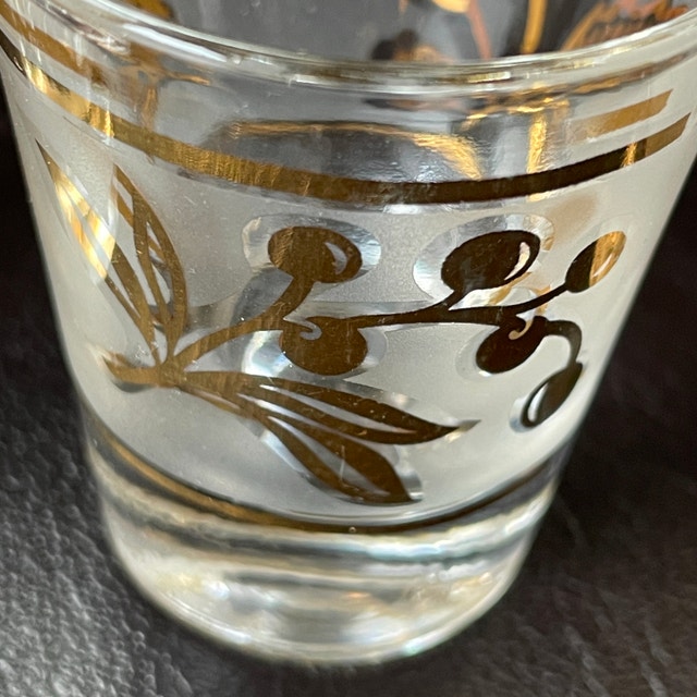 3x Vintage Liquor Gold Leaf Bird and Berries Shot Glasses - photo 4