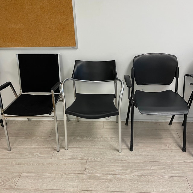 3 mismatching Black Occasional/Office chairs