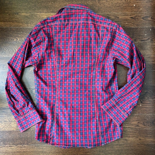 Men's Moose Knuckles Red Plaid Shirt with Snap Closures-Size Med - photo 4