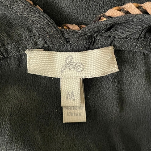 Joie Tank Top-Navy Blue 100% silk w/ leather/bronze chain-MED - photo 3
