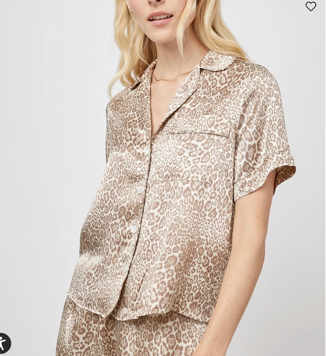 Rails Tommi Tan Cheetah Satin Top Blouse-Small