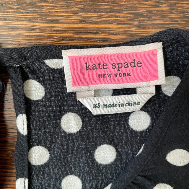 Kate Spade Lia Polka Dot Black/Cream Ruffle Sleeve Blouse-XS - photo 3