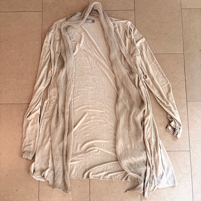 Pistache Beige Silk blend Cardigan-Sheer Trim-Large/Extra Large - photo 2