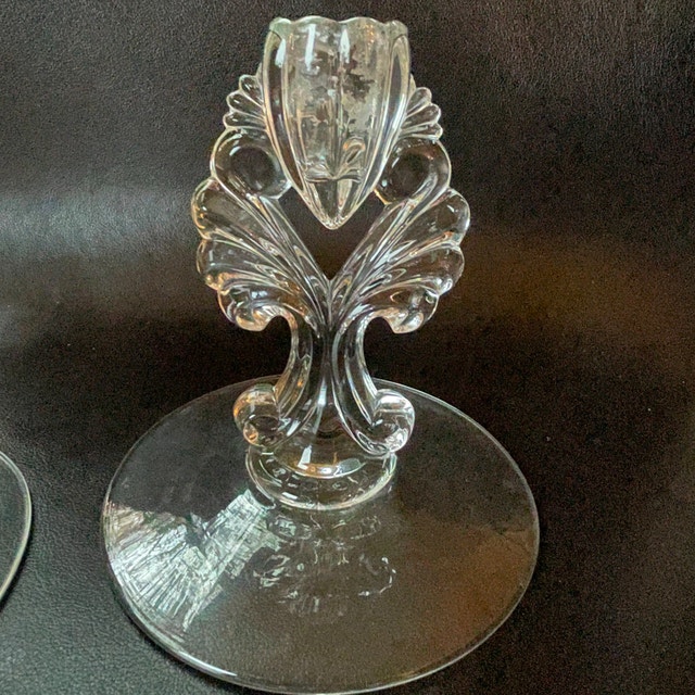 Two Vintage Candleholders by New Martinsville Glass Co. Janice P - photo 2