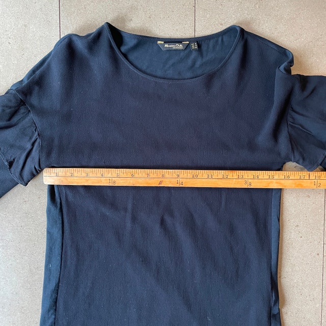 Massimo Dutti Black tiered sleeve jersey sweater top-Small - photo 2