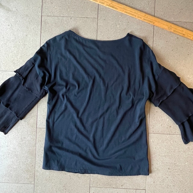 Massimo Dutti Black tiered sleeve jersey sweater top-Small - photo 3