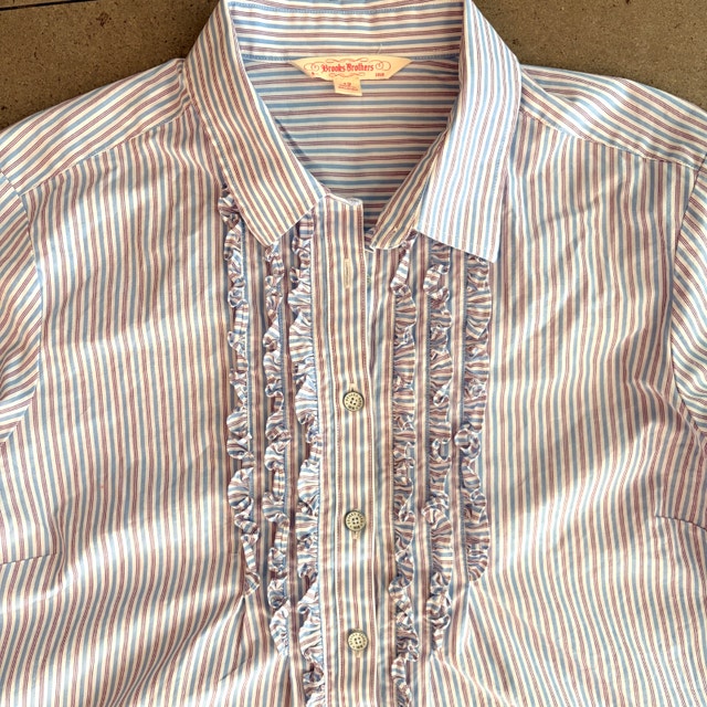 Brooks Brothers Striped Ruffle Front tuxedo style shirt-Size 12 - photo 2
