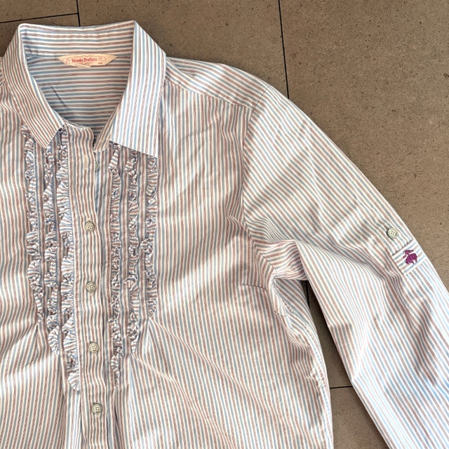 Brooks Brothers Striped Ruffle Front tuxedo style shirt-Size 12 - photo 4