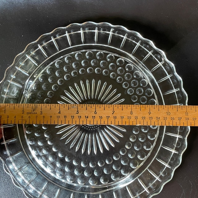 50s Vintage Federal Glass Footed Cake Plate Platter Sunburst - photo 2