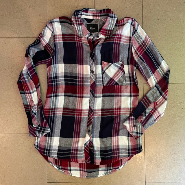 Rails Woman Hunter Black, Burgundy Red, Ivory Plaid Shirt-Small