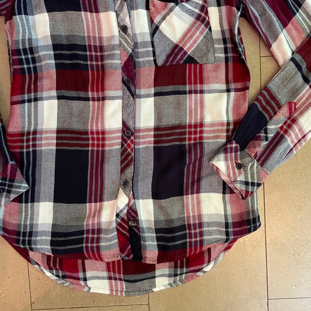 Rails Woman Hunter Black, Burgundy Red, Ivory Plaid Shirt-Small - photo 3
