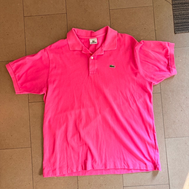 Lacoste Mens Classic Fit Pink Cotton Piqué Polo Golf Shirt-Large