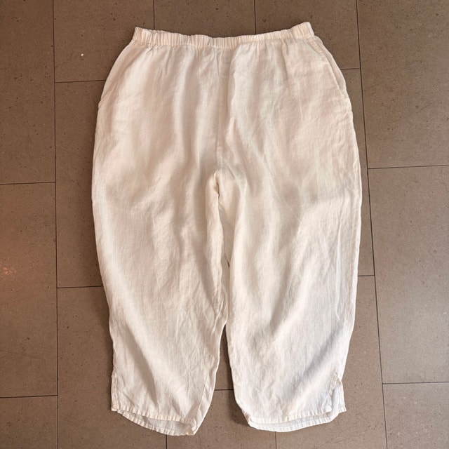 FLAX brand cropped white 100% linen pants - Large