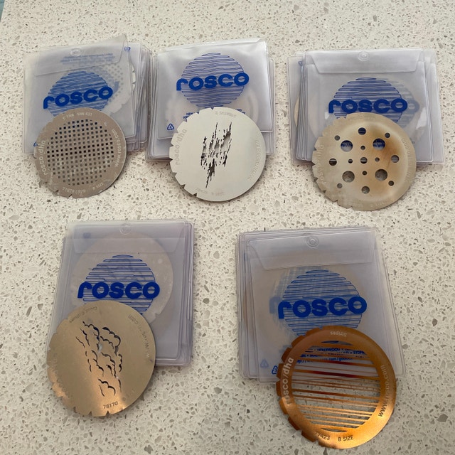 Various original Rosco Gobos - Size B - multiples of each