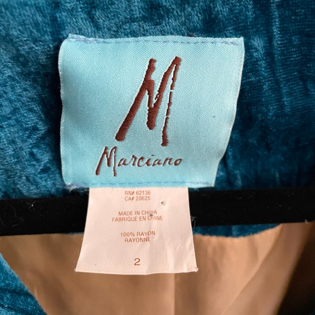 Marciano Woman's Teal Turquoise Crushed Velvet Blazer-Size 2 - photo 2