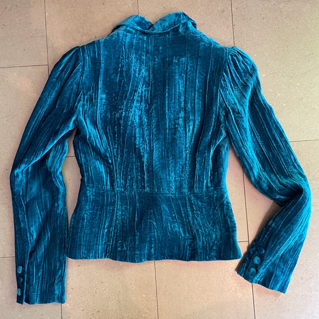 Marciano Woman's Teal Turquoise Crushed Velvet Blazer-Size 2 - photo 4