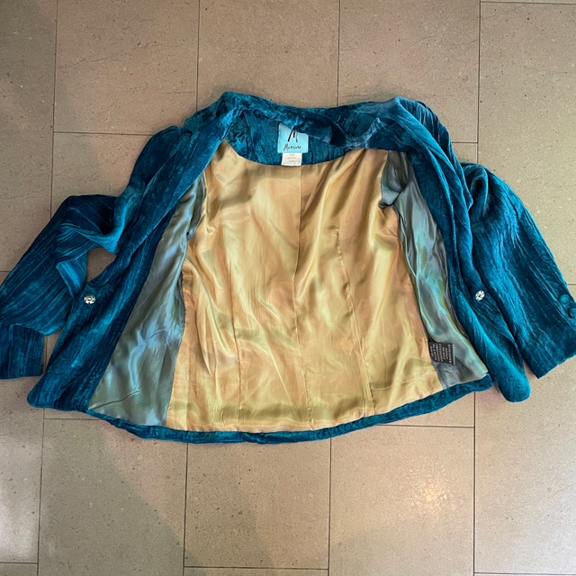 Marciano Woman's Teal Turquoise Crushed Velvet Blazer-Size 2 - photo 5
