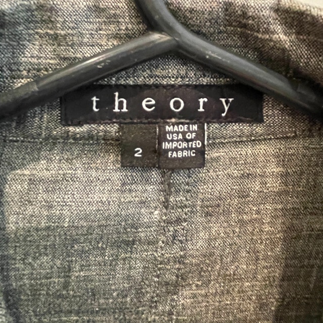 Theory Minou T Linen Blend Blazer Sharkskin Crunch-Black/Ivory-2 - photo 3
