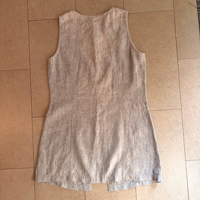 Sandwich longline sleeveless linen tunic vest-light Brown-Medium - photo 4
