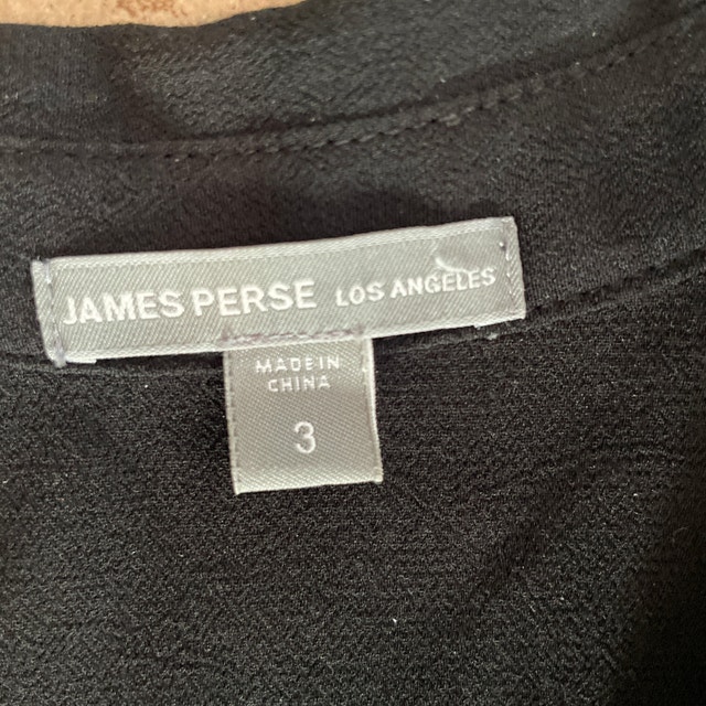 James Perse Black Crepe Utility Shirt Blouse-Size 3 (MED/LARGE) - photo 3