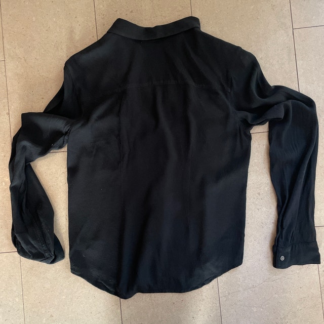 James Perse Black Crepe Utility Shirt Blouse-Size 3 (MED/LARGE) - photo 5