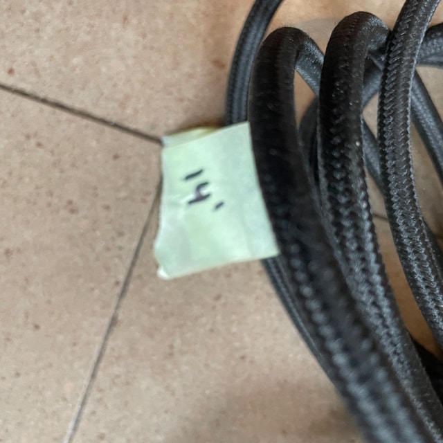 Black Fabric Cloth Covered Lamp Cord 3 Electrical Wire - photo 4