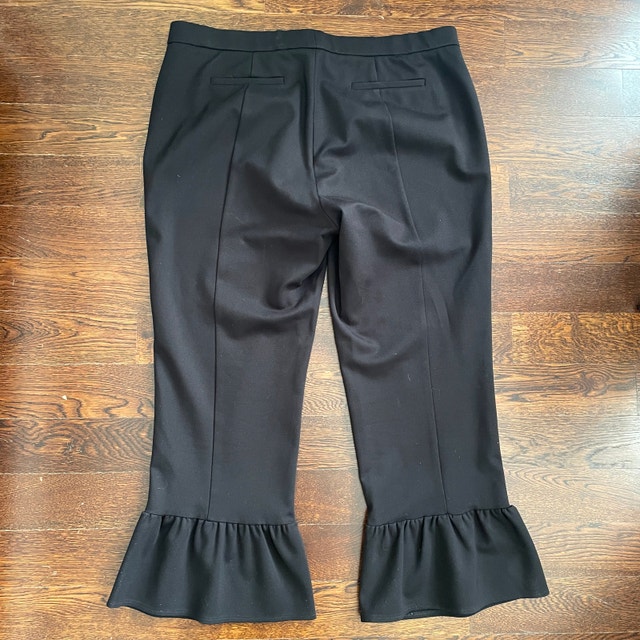 Pink Tartan Ruffle Hem Cropped Flare Trouser Black Pants-Size 14 - photo 4