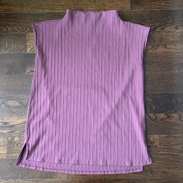 NEW Eileen Fisher Dusty Rose Pink Funnel Neck Ribbed Top-XS