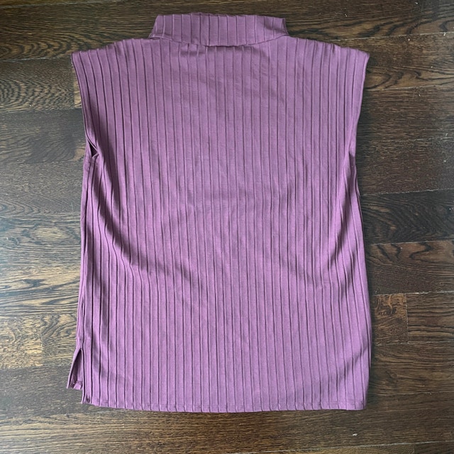 NEW Eileen Fisher Dusty Rose Pink Funnel Neck Ribbed Top-XS - photo 3