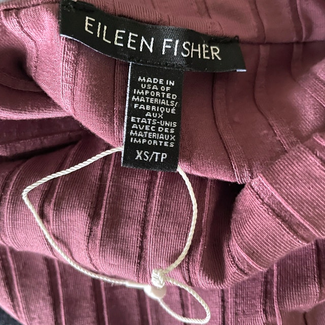 NEW Eileen Fisher Dusty Rose Pink Funnel Neck Ribbed Top-XS - photo 4