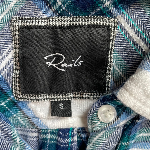 Rails Shirt Large Blue Green White Plaid Long Sleeve - photo 2