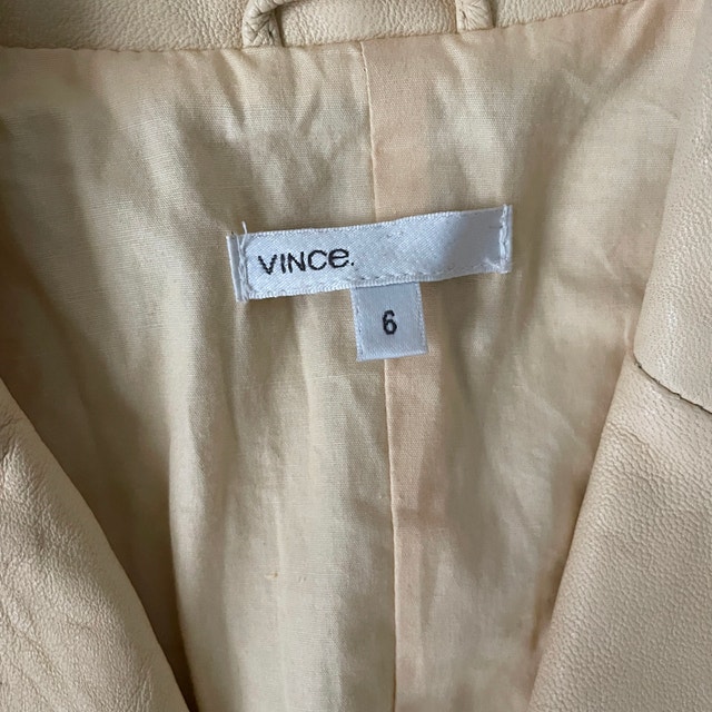 Vince Buttermilk Yellow Leather Blazer Jacket -Size 6 - photo 3