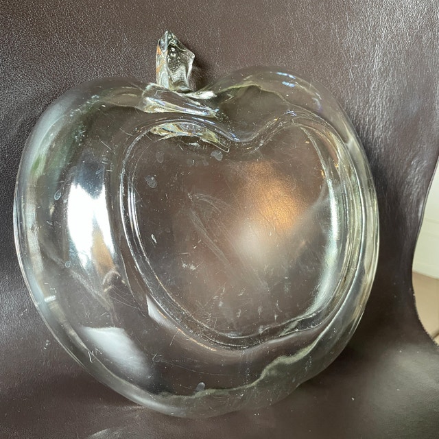Vintage 1970s Hazel-Atlas Orchard Clear Glass Large Apple Bowl - photo 4