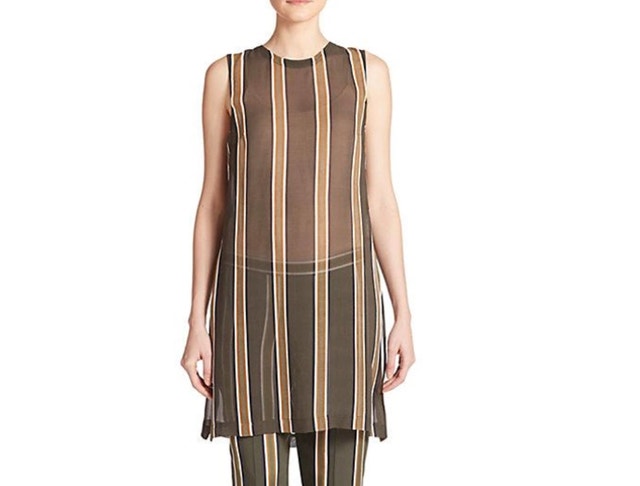Theory Pinga Tunic Top Blouse 100% Silk Striped Sleeveless-MED - photo 3