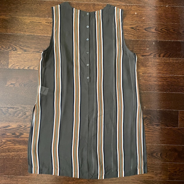 Theory Pinga Tunic Top Blouse 100% Silk Striped Sleeveless-MED - photo 4