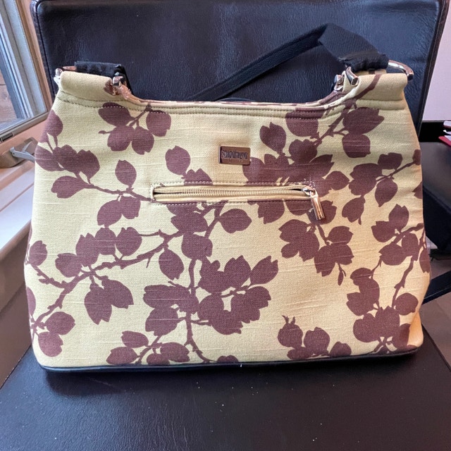 Fabulous retro looking fabric Snapdragon Large Purse Bag Tote